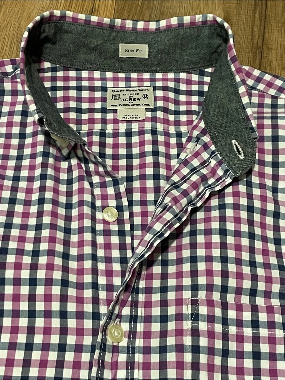 J.Crew Men’s Slim Fit Tailored Purple Gingham Button Down Shirt, Size M
